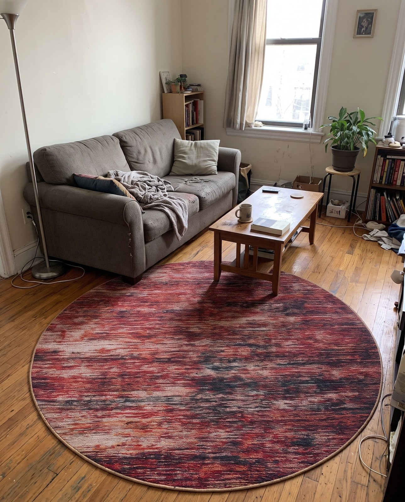 7' 7 x 7' 7 Prewitt · Abstract rug, rust red