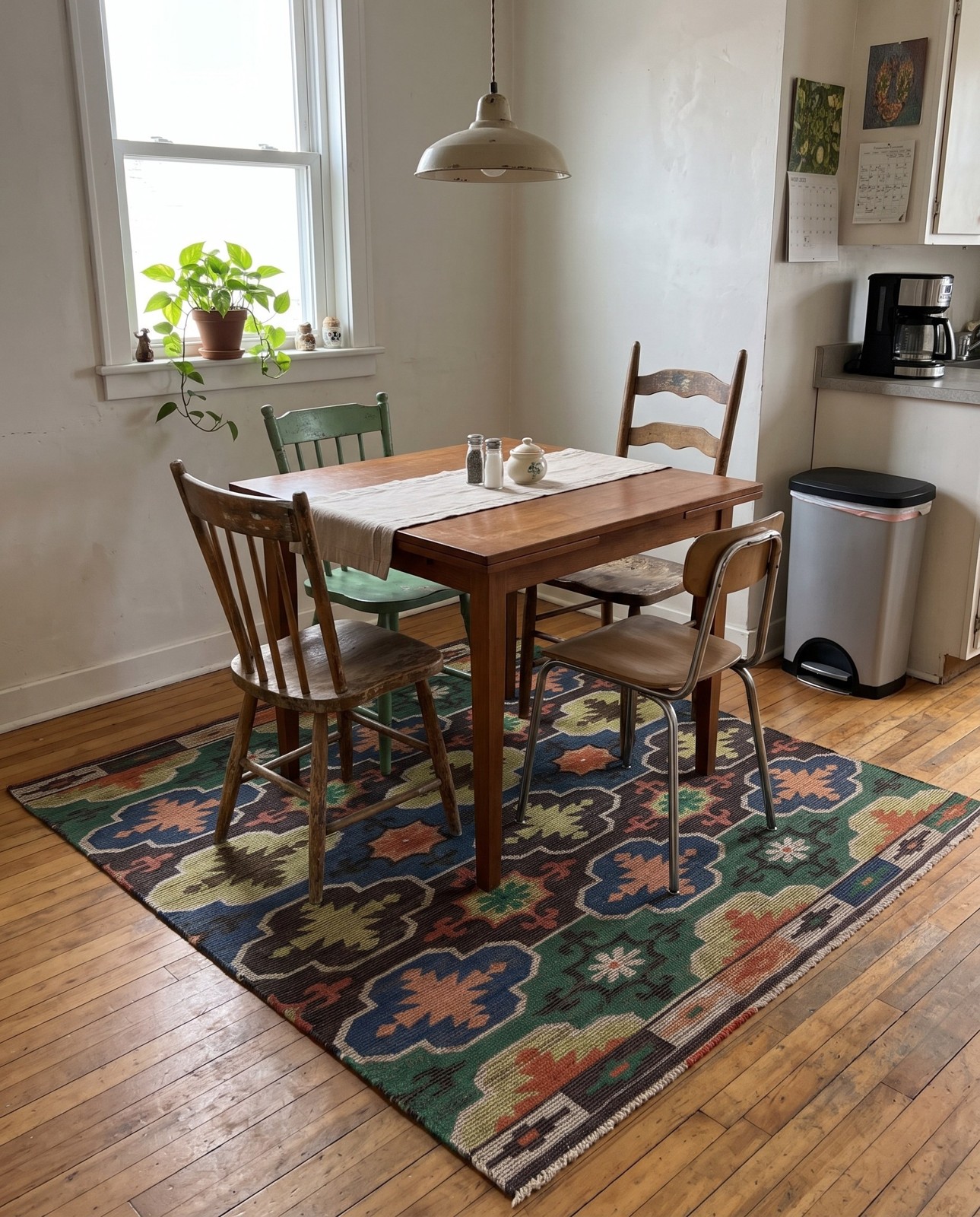 Detail image of 7' 10 x 7' 10 Danbury · Geometric lattice rug, multi and teal