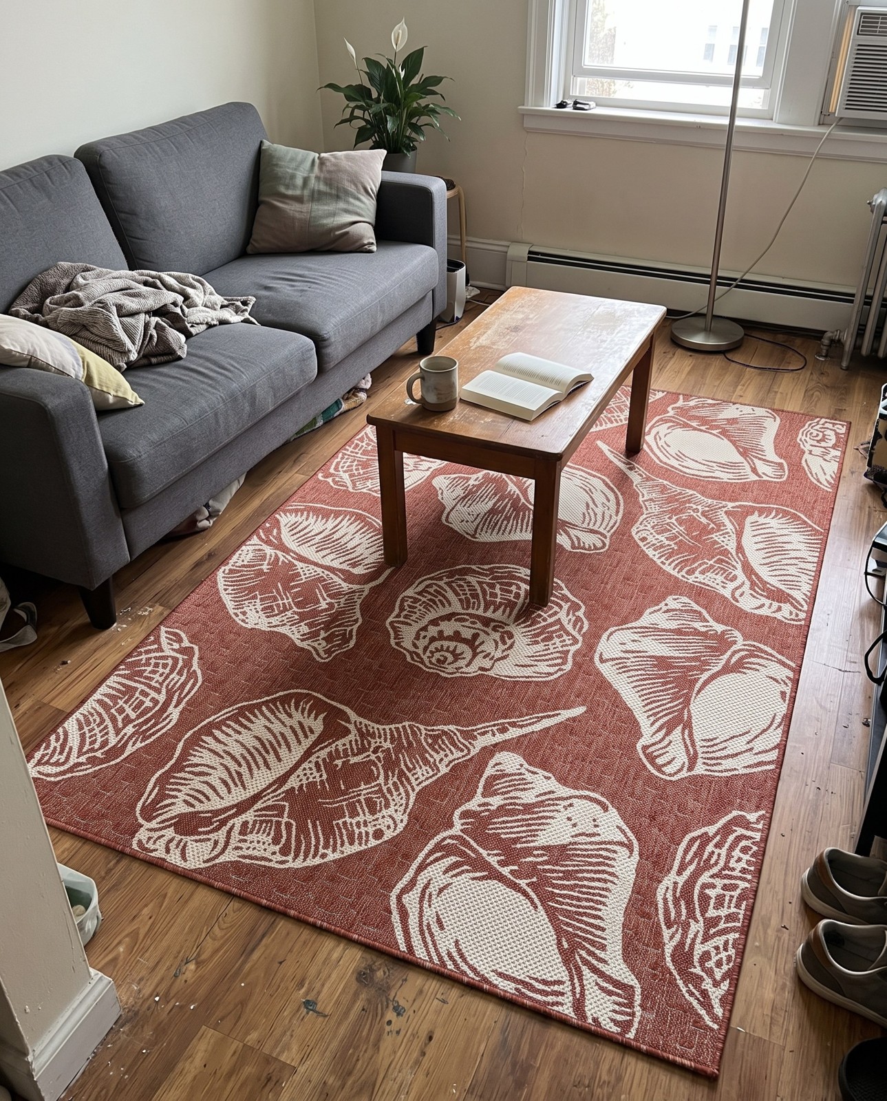 10' x 14' Arcata · Pictoral Outdoor Rug, rust red and ivory