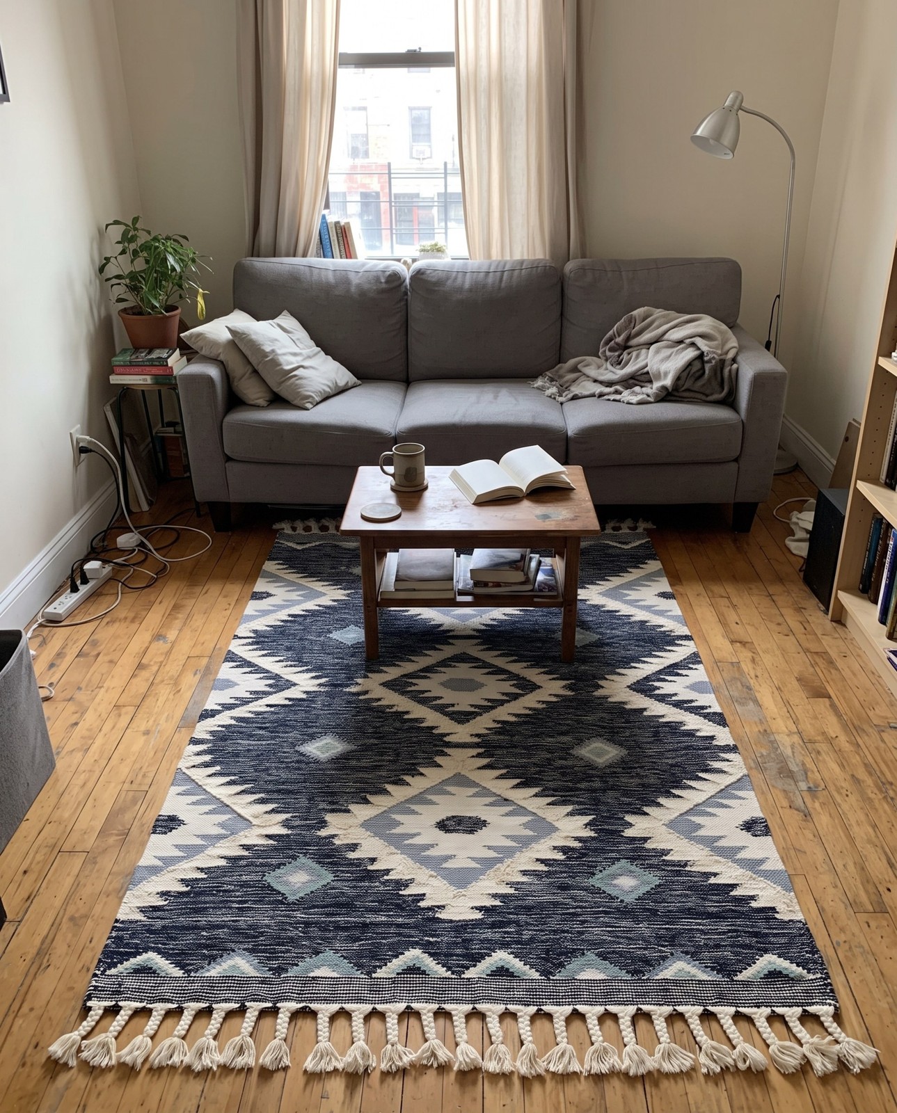 Detail image of 5' 1 x 8' Amaranth · Diamond Wool Rug, navy