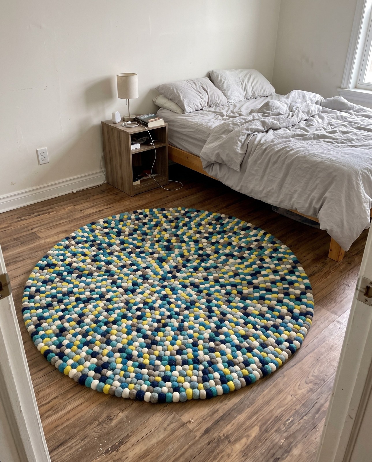 3' 1 x 3' 1 Hawthorne · Pebbled Wool Rug, blue and multicolor