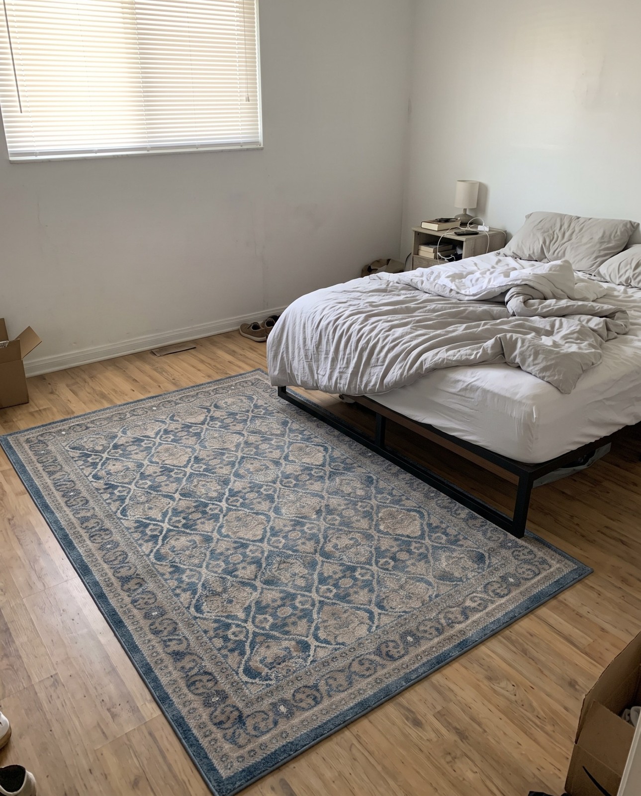 4' x 6' Swanson · Lattice medallion rug, blue and gray