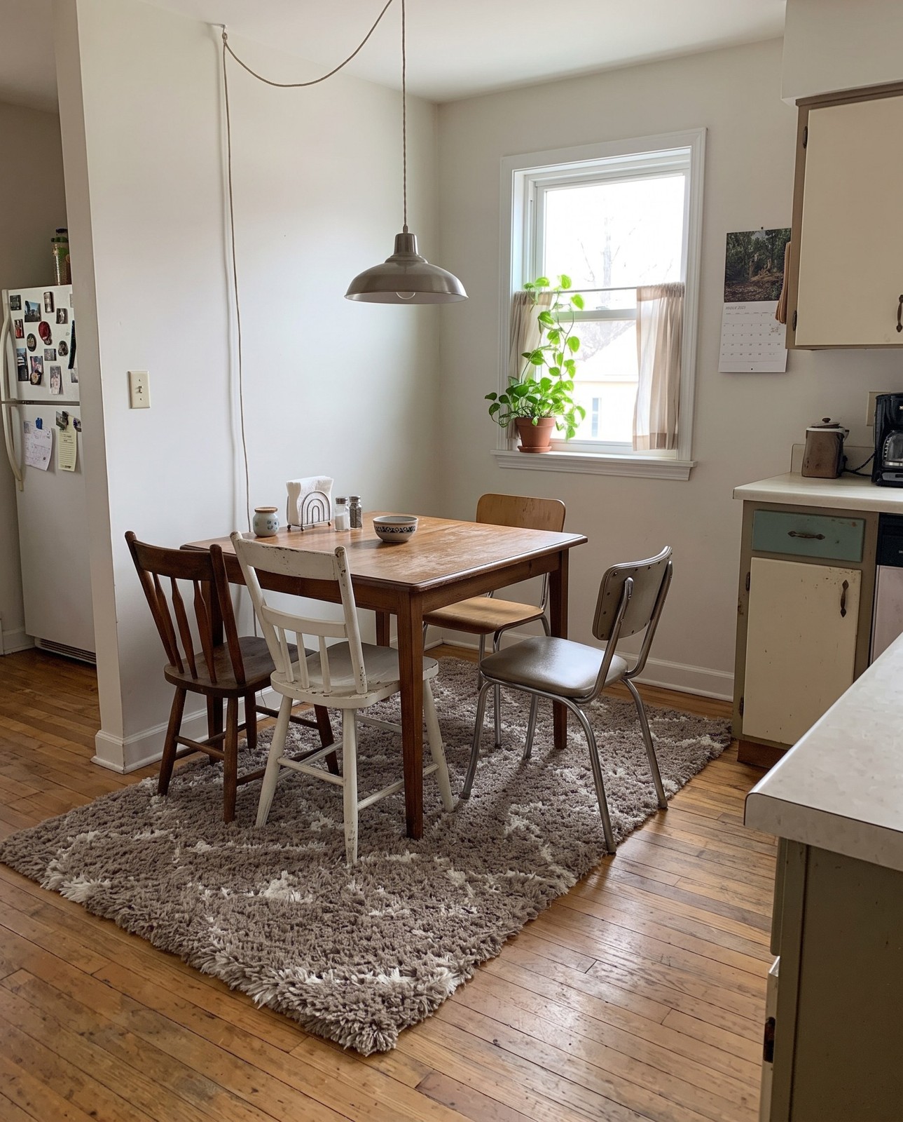 4' x 6' Bramblewood · Diamond shag rug, khaki and ivory