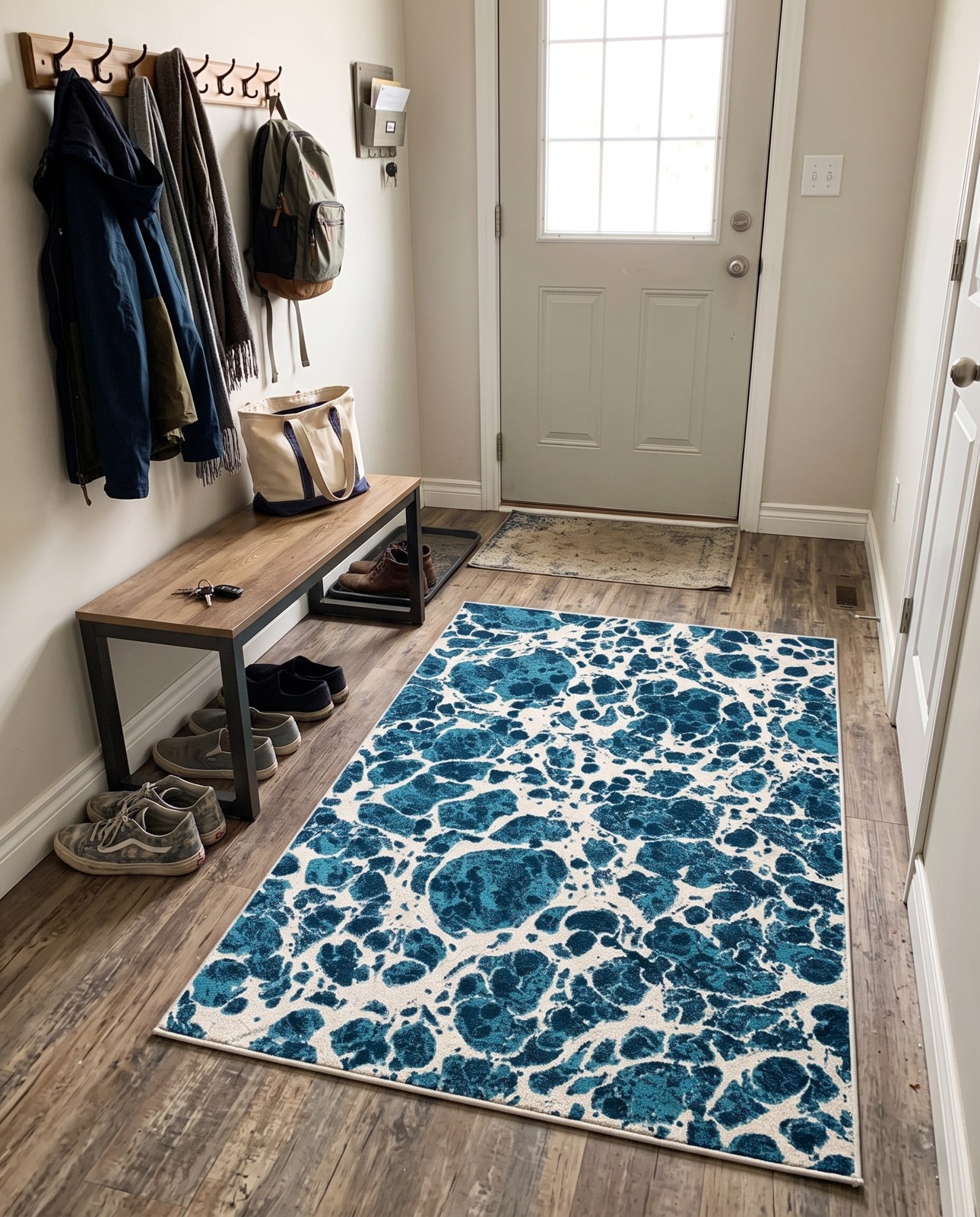 4' x 6' Lionel · Abstract rug, blue