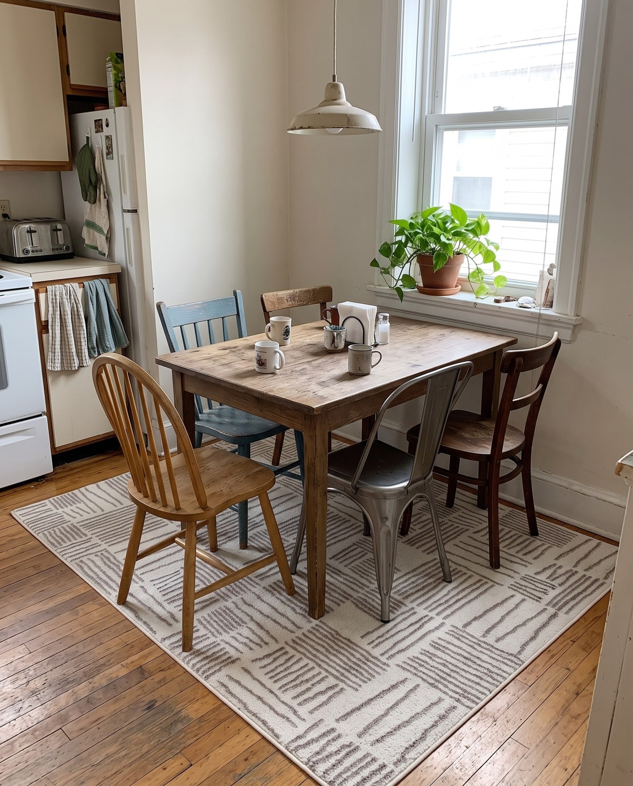 Detail image of 4' x 6' Snowberry · Linear geometric rug, ivory and gray
