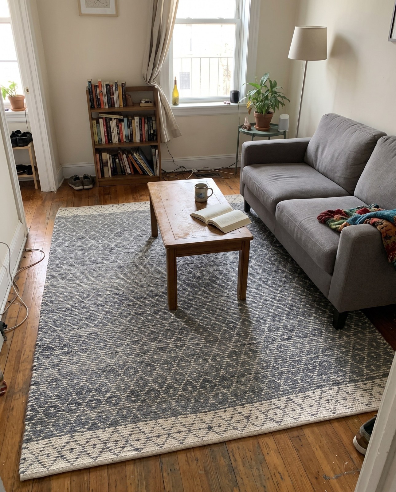 8' x 8' Grove · Border Chindi Rug, gray