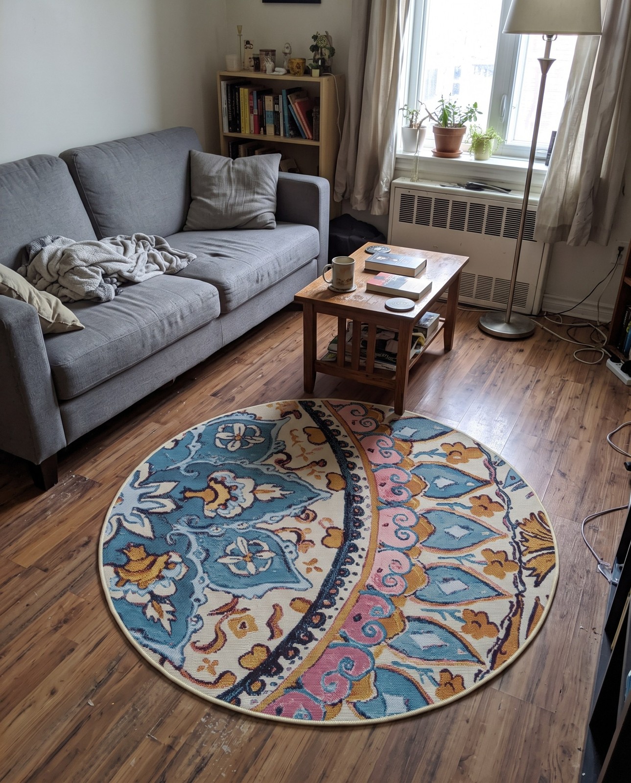 Detail image of 2' x 3' Welton · Floral medallion Outdoor Rug, multi and beige