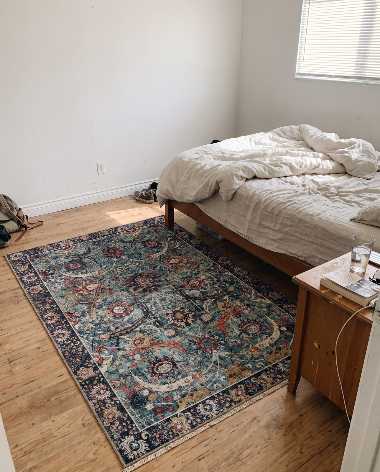 6' 1 x 9' Starr · Distressed floral Washable Rug, green and red