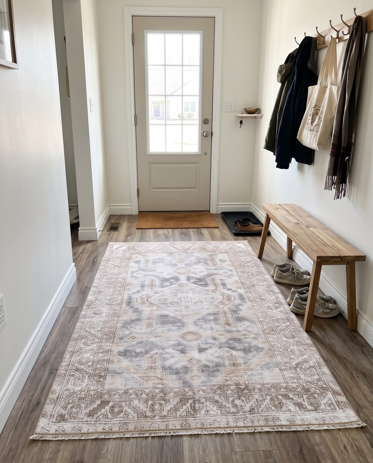 Detail image of 3' 6 x 5' 6 Walford · Border Washable Rug, grey