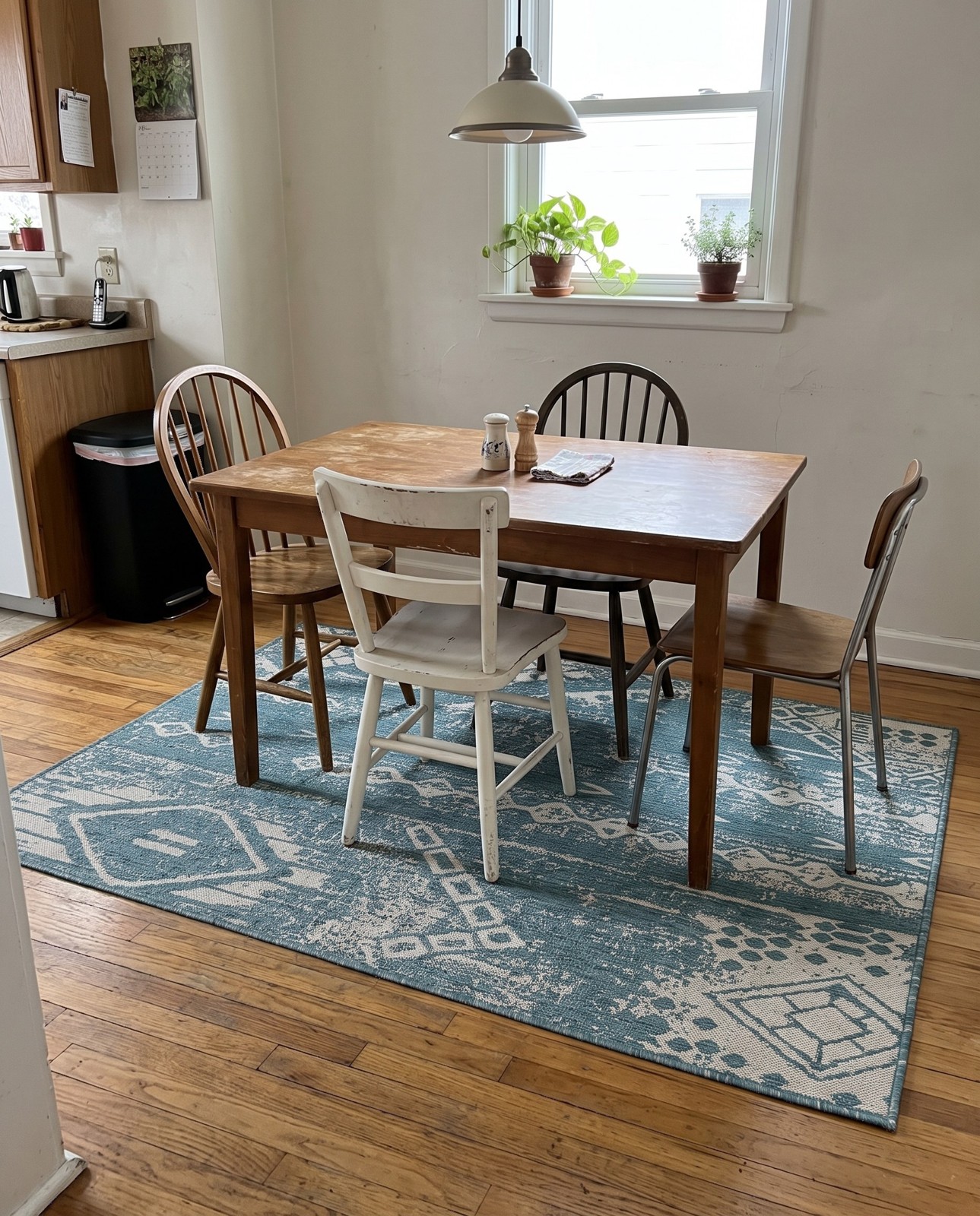 10' x 13' Wildman · Tribal geometric Outdoor Rug, aqua and ivory