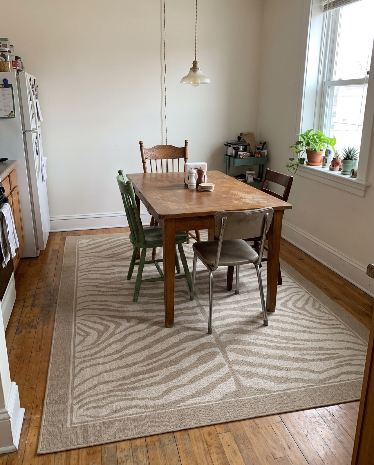7' x 10' Oldfield · Zebra rug, beige and ivory