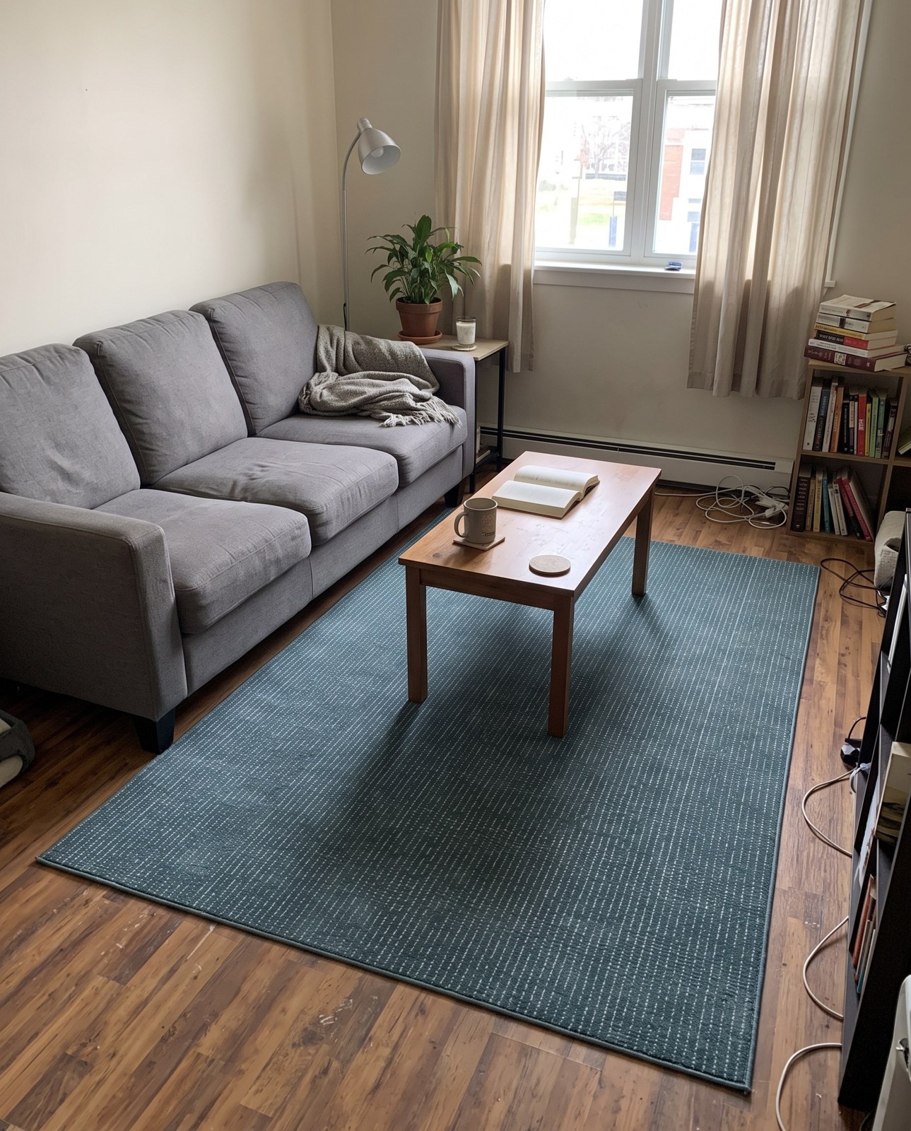 5' 3 x 8' Swain · Lines rug, aegean blue