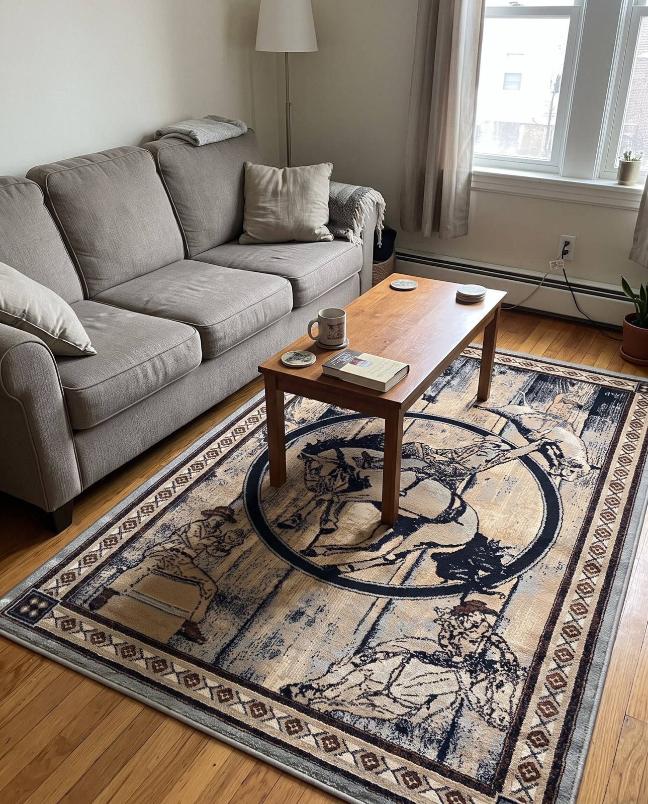 2' x 3' Howell · Border rug, blue