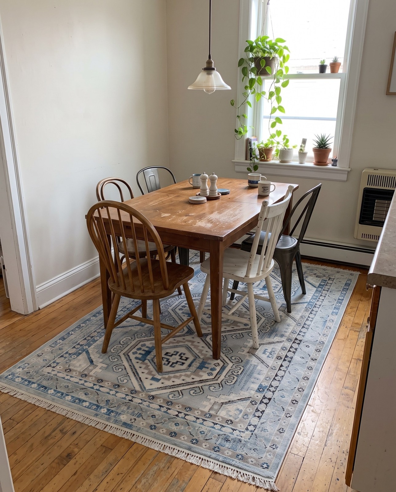 2' x 3' Harmon · Border rug, aqua blue