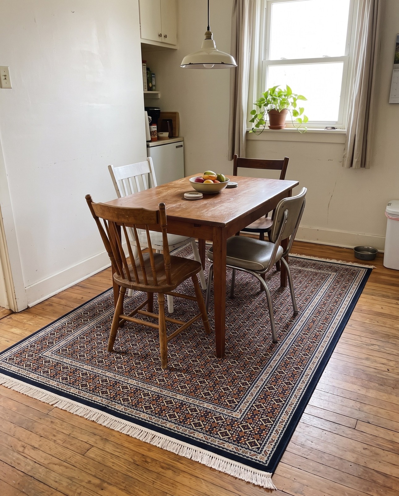 4' x 6' Fenton · Border rug, navy blue