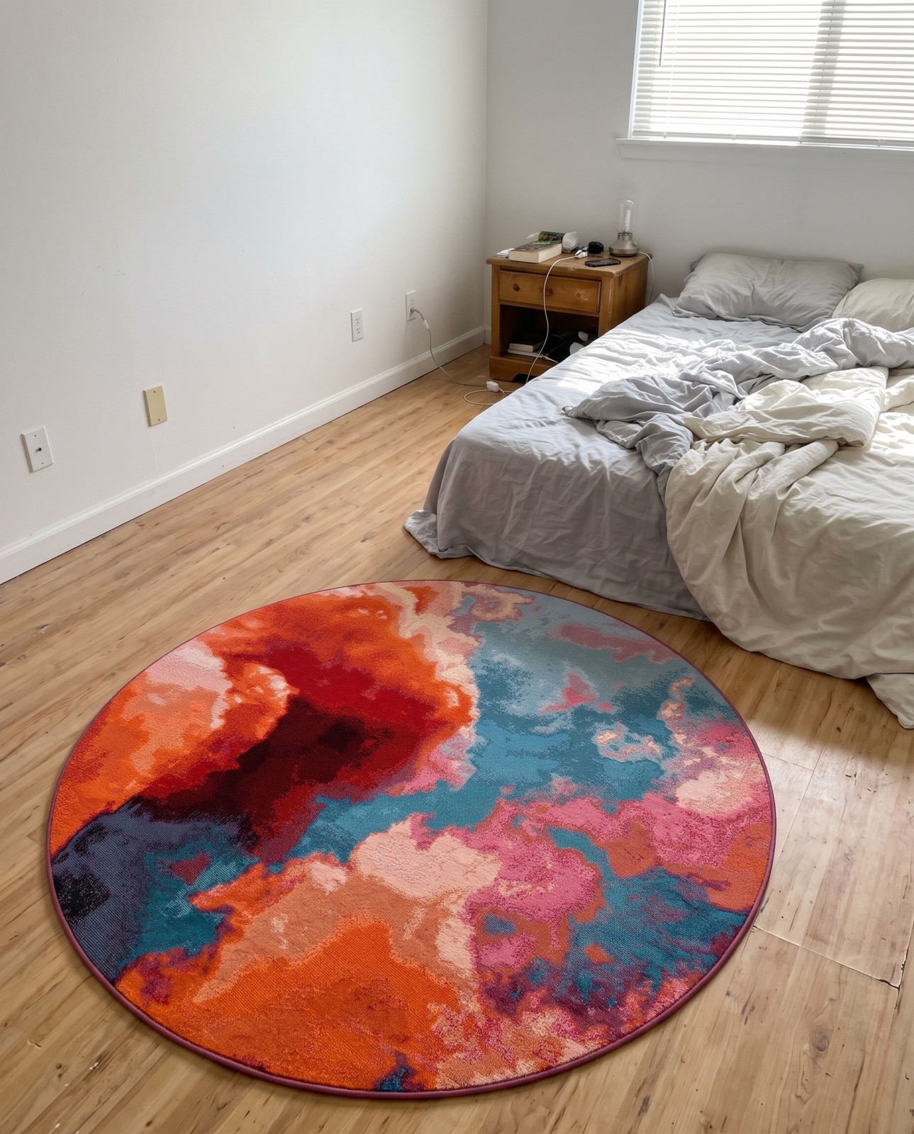 3' 3 x 3' 3 Lomax · Abstract Outdoor Rug, orange and blue