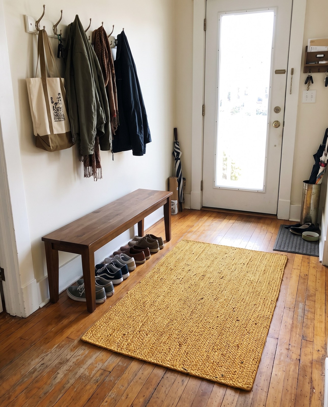 3' 3 x 5' 1 Marlin · Solid braided Braided Jute Rug, warm mustard yellow