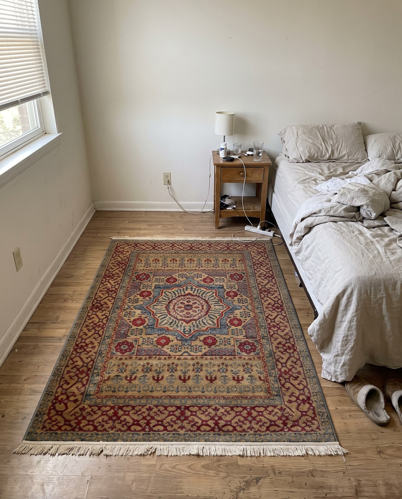 2' x 3' Nesbitt · Medallion rug, gold and red