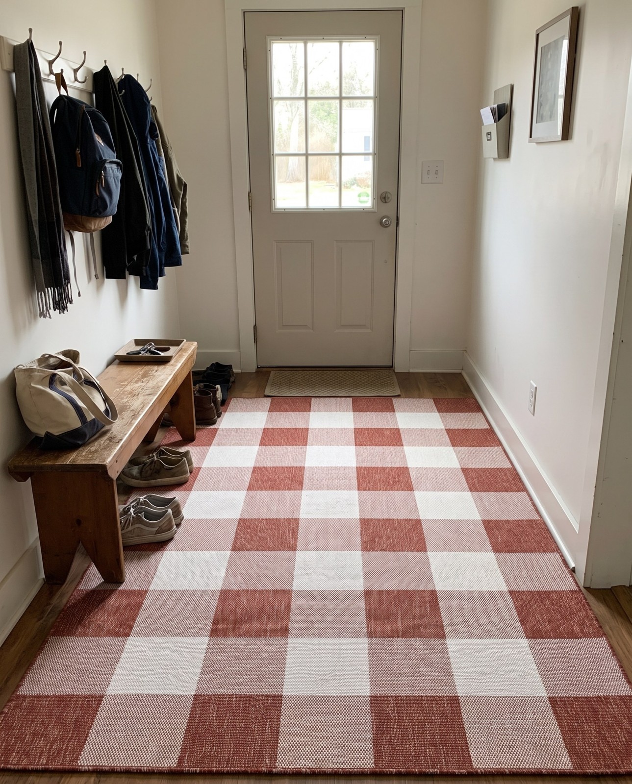 6' x 9' Ramona · Gingham Outdoor Rug, red