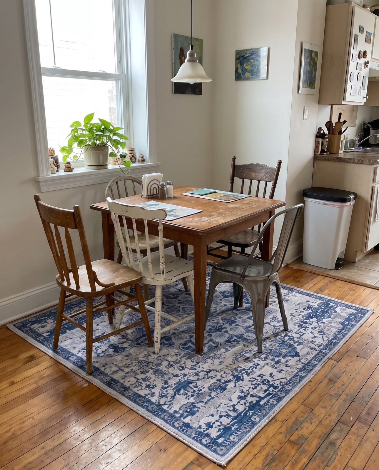 5' x 7' Rideout · Distressed medallion rug, blue and gray