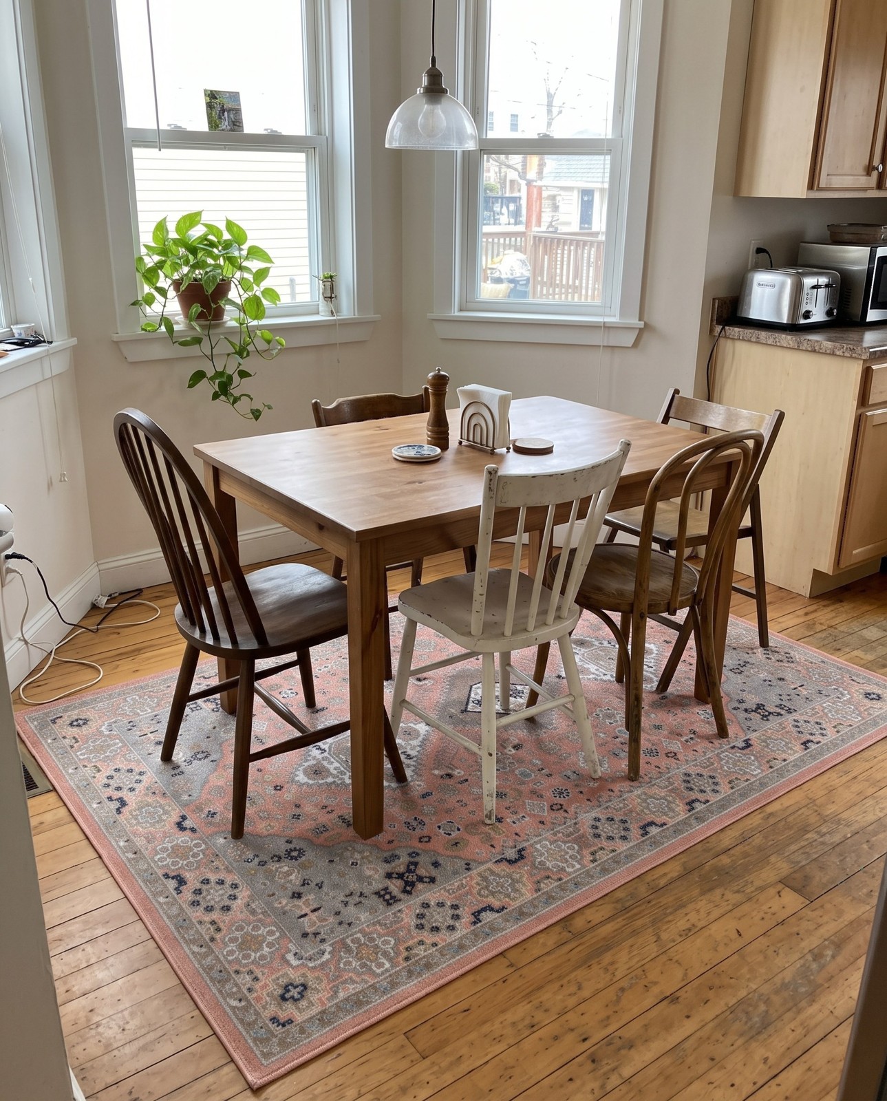 3' 3 x 5' 3 Middlebury · Medallion Washable Rug, rose and gray