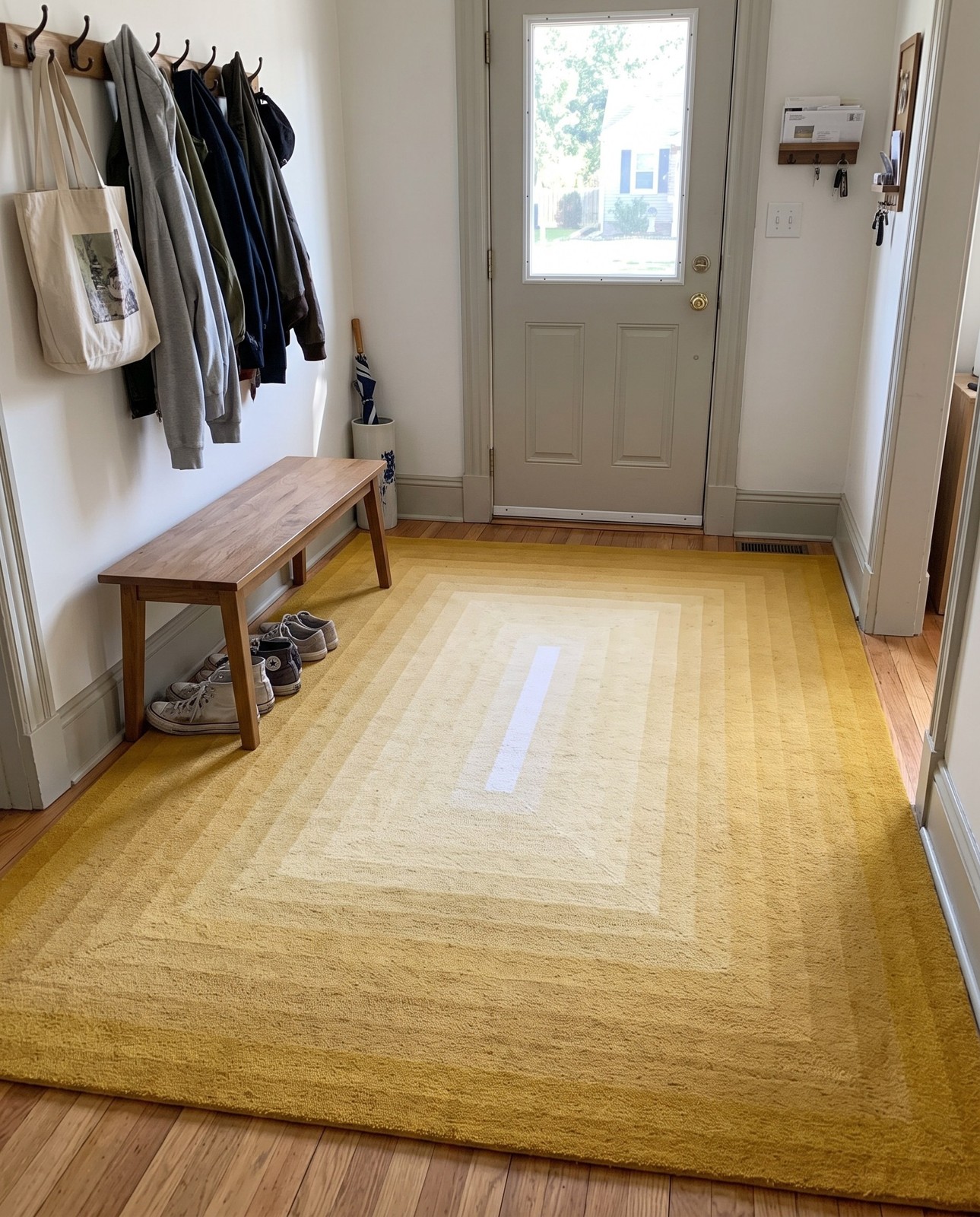 9' x 12' Rusk · Border Wool Rug, yellow gold