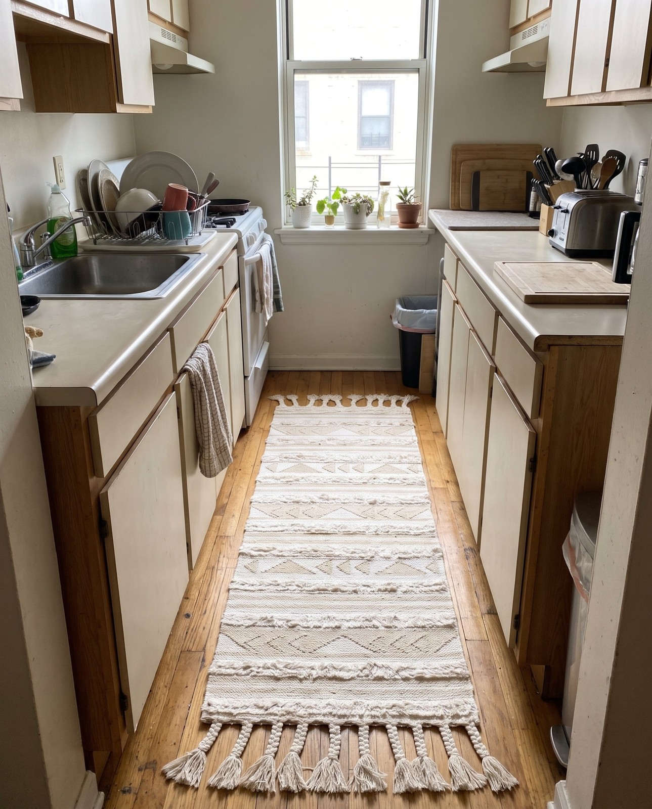 2' 2 x 6' 1 Tolbert · Geometric striped Wool Rug, ivory and cream