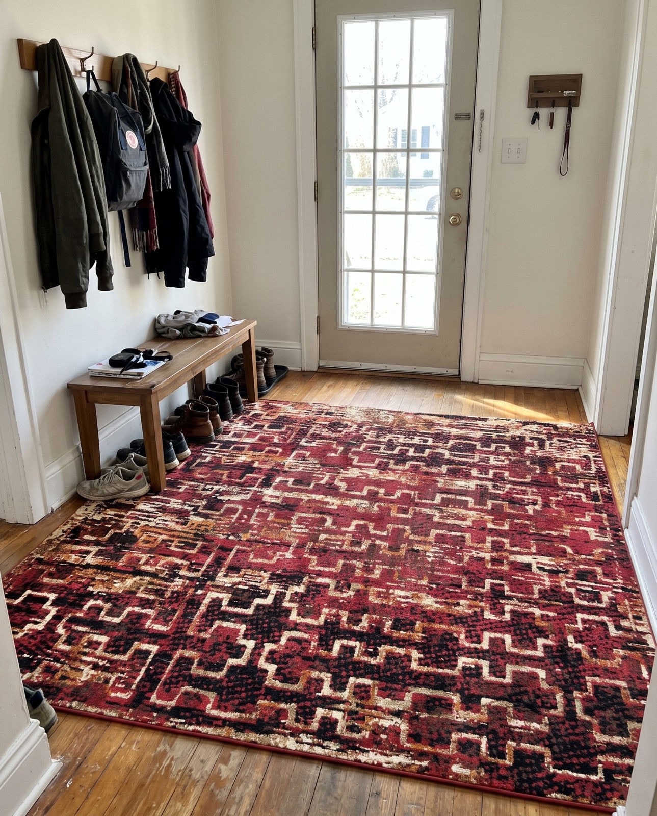 2' x 3' Phoebe · Geometric rug, burgundy