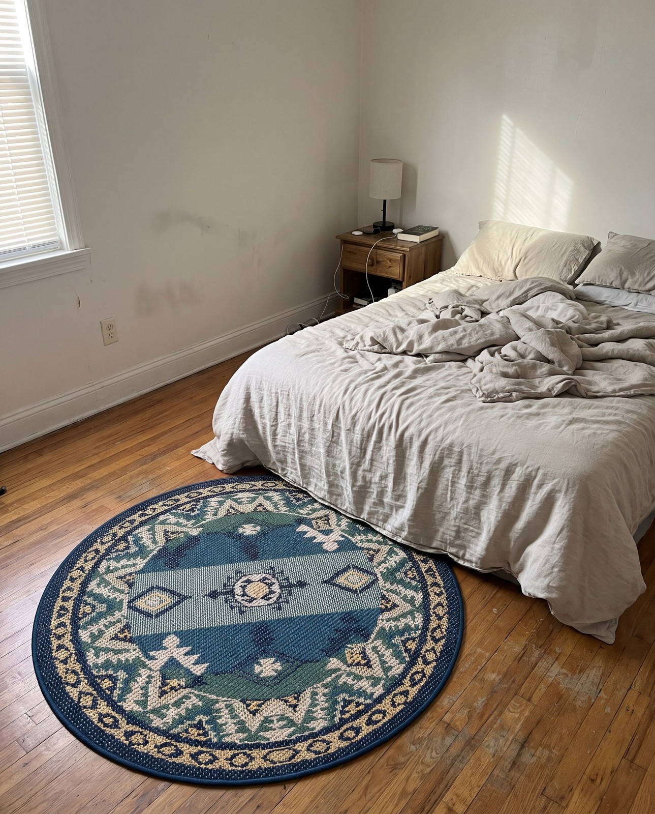 7' 10 x 7' 10 Wilcox · Border Outdoor Rug, blue and green