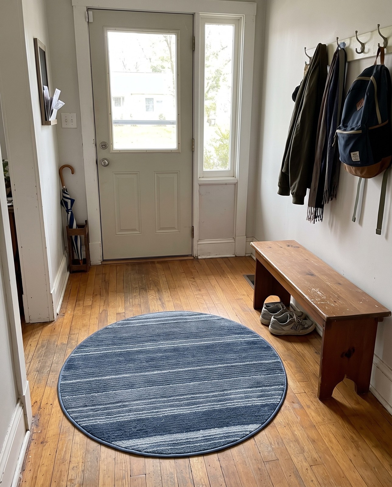 2' 2 x 3' Jagger · Striped rug, blue and gray