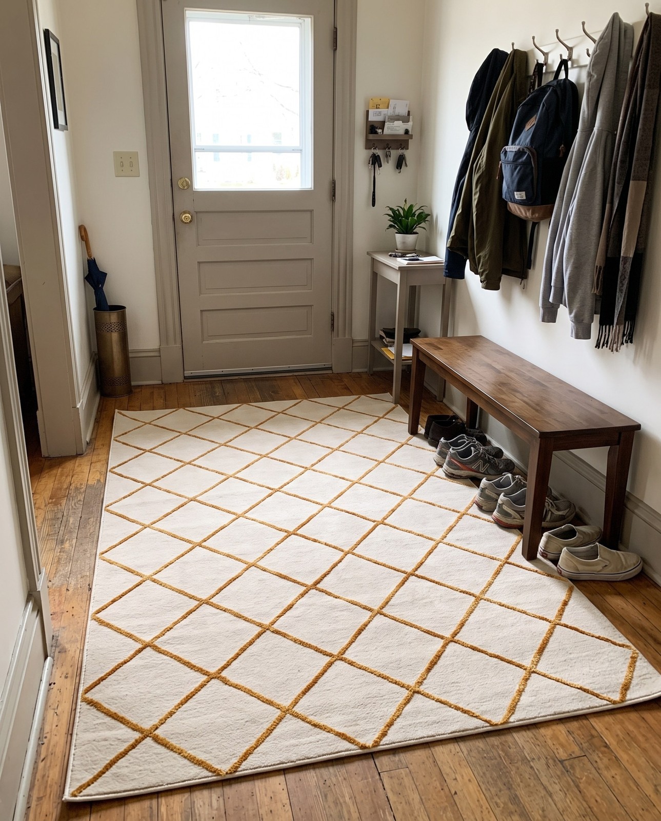 6' x 9' Gilchrist · Diamond rug, white and gold