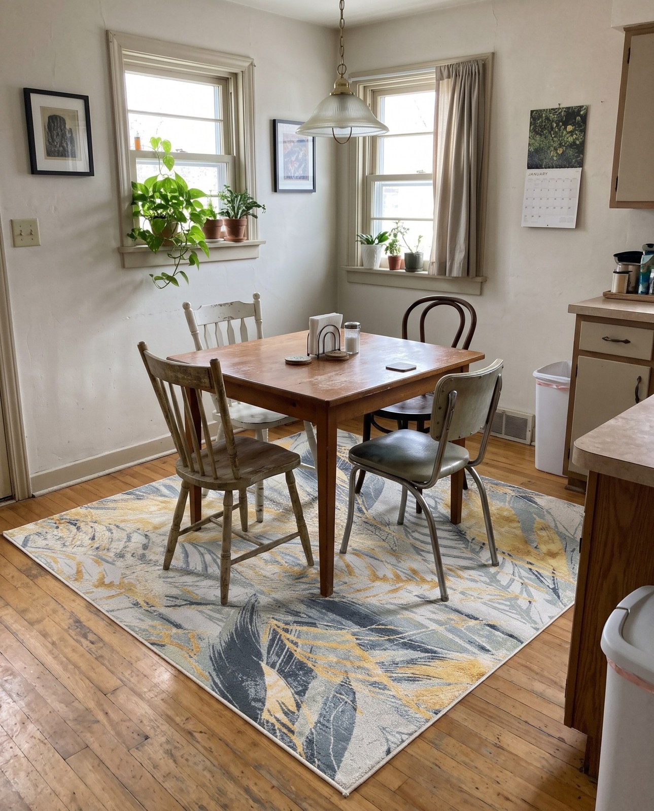 7' 10 x 7' 10 Lomax · Botanical Outdoor Rug, yellow, gray and ivory