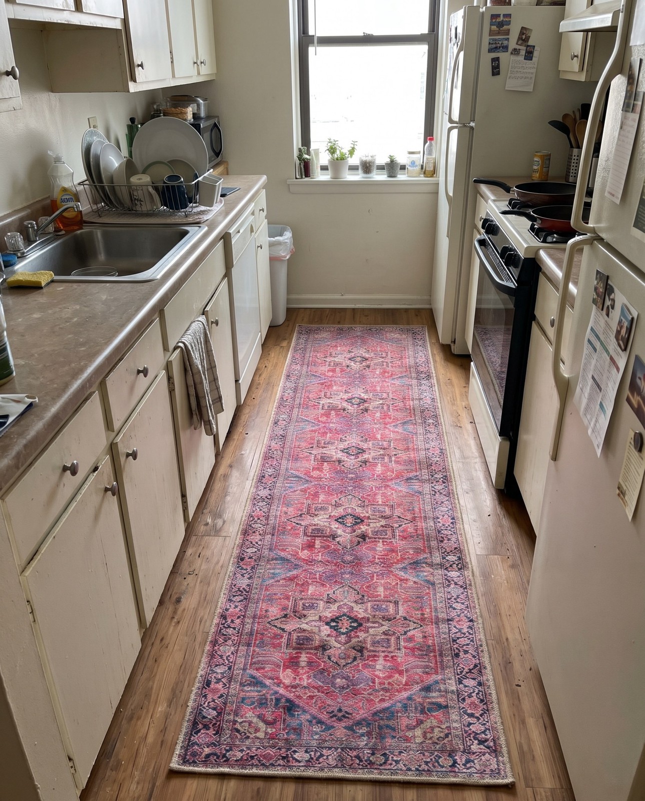 2' 6 x 12' Bismarck · Medallion Washable Rug, red and multi