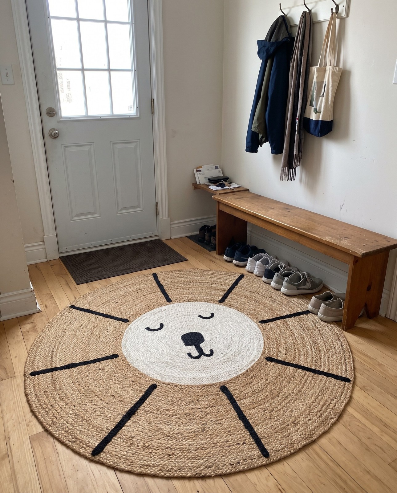 5' 1 x 5' 1 Godwin · Lion Braided Jute Rug, natural and black