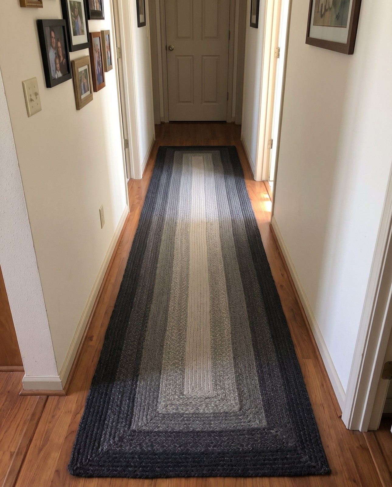 2' 7 x 12' Raymond · Braided runner Wool Rug, charcoal and gray