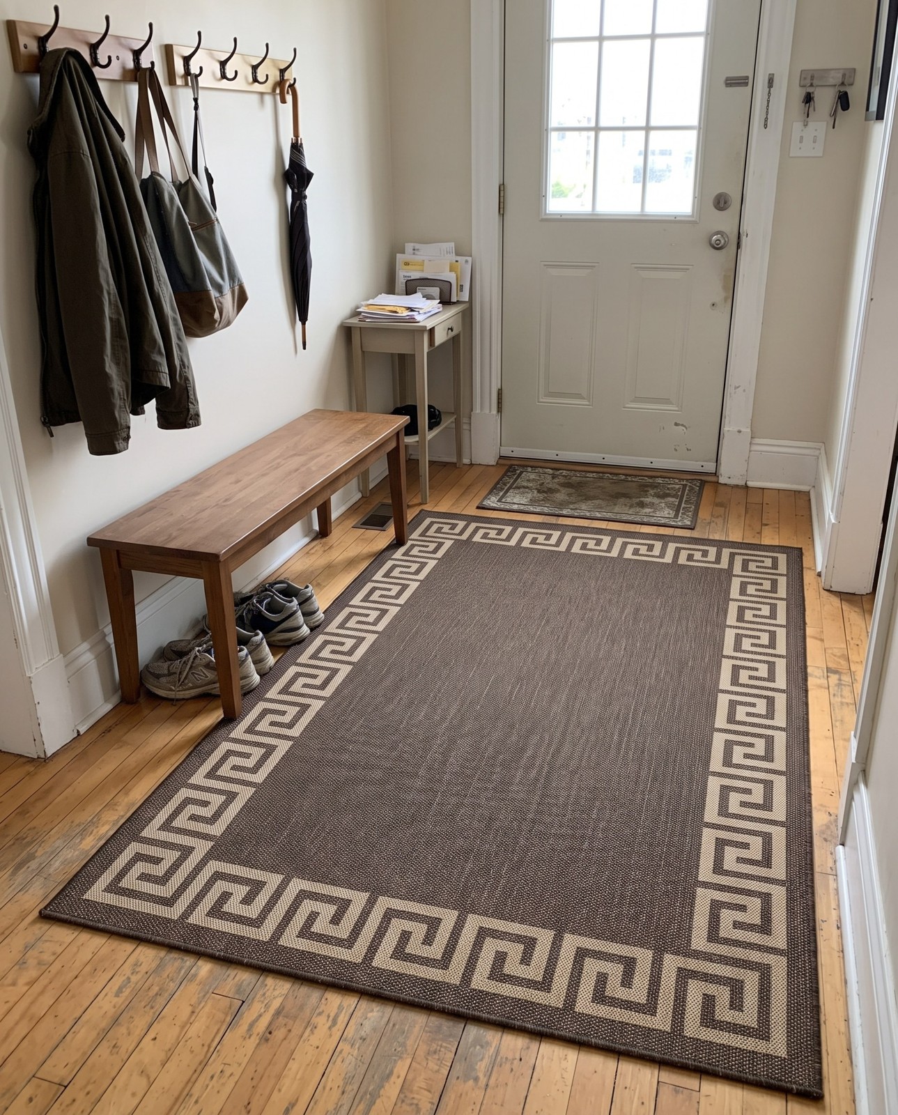 4' x 6' Hitchcock · Border rug, brown and natural