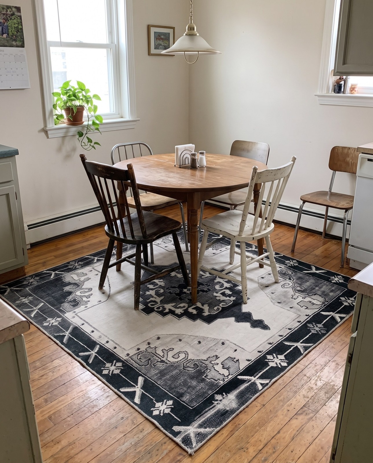 7' 6 x 7' 6 Sanderson · Border Washable Rug, black