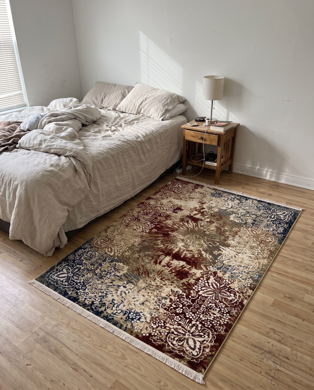 4' x 6' Frawley · Distressed floral rug, burgundy and cream