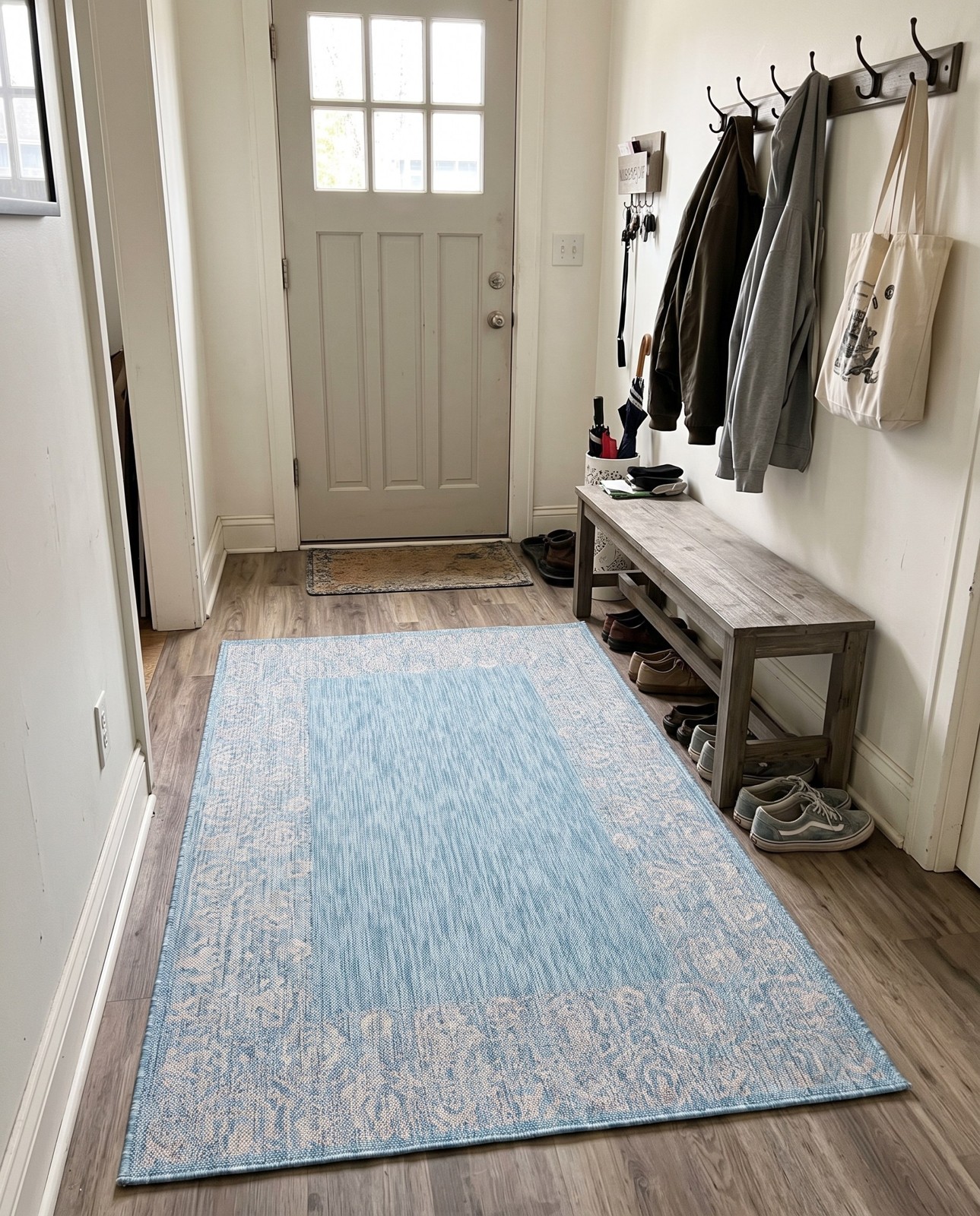 4' x 6' Bloomfield · Border Outdoor Rug, aqua