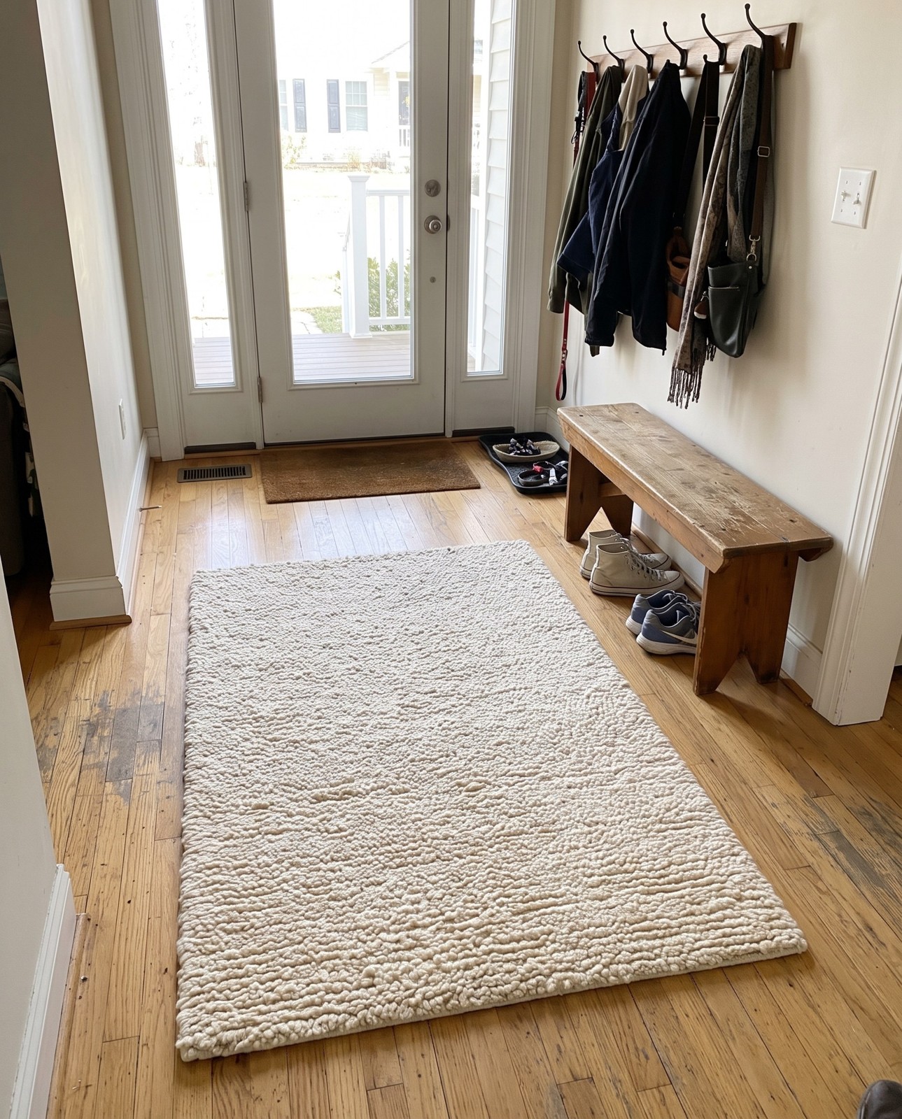2' x 3' 1 Powell · Solid Wool Shag Rug, ivory