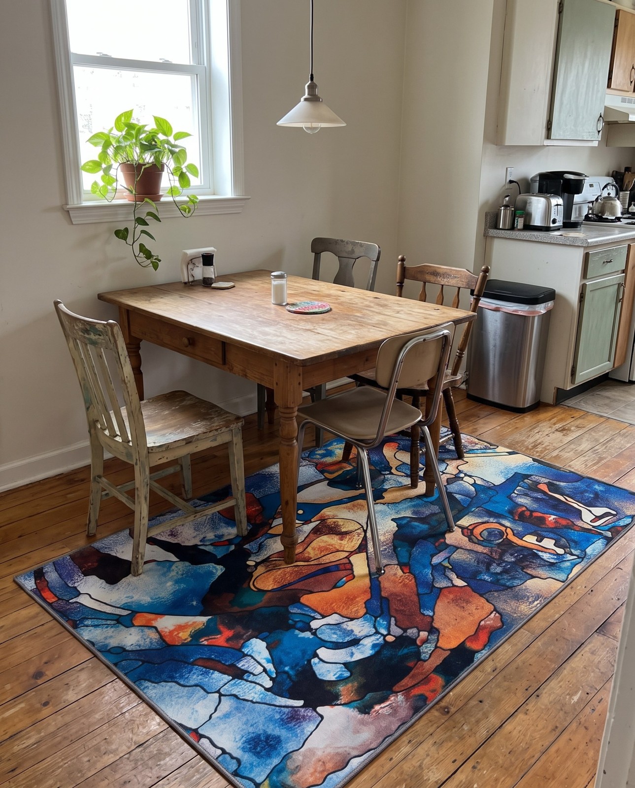 4' x 6' Edmonds · Abstract rug, blue and orange multicolor