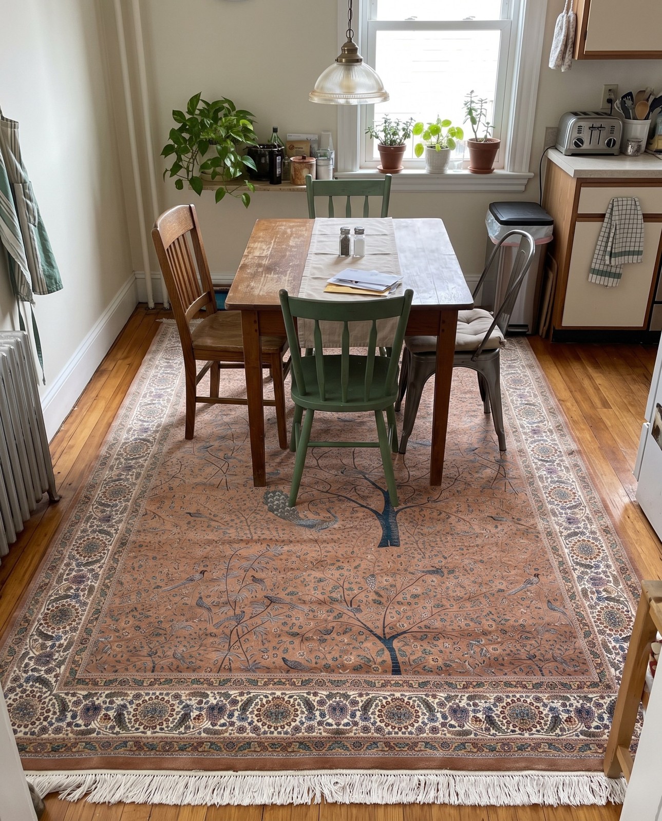 6' 7 x 9' 10 Gardner · Tree of life rug, peach and ivory
