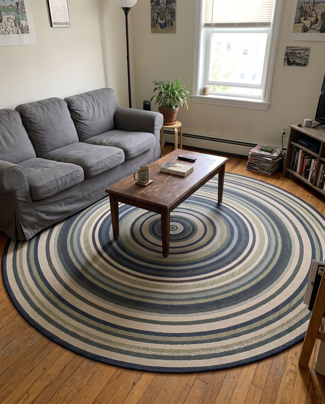 Detail image of 3' 3 x 3' 3 Charlevoix · Striped Outdoor Rug, blue