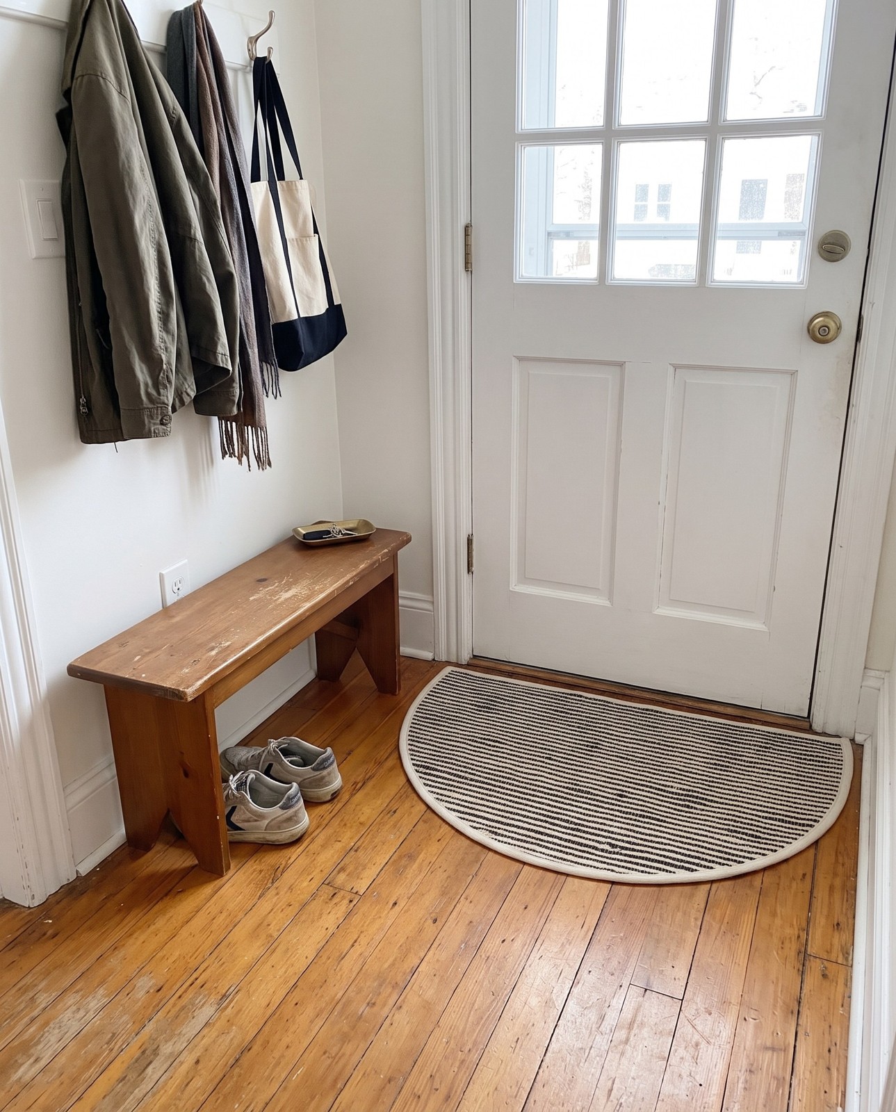 2' 2 x 3' 7 Milbank · Striped Chindi Rug, navy and ivory