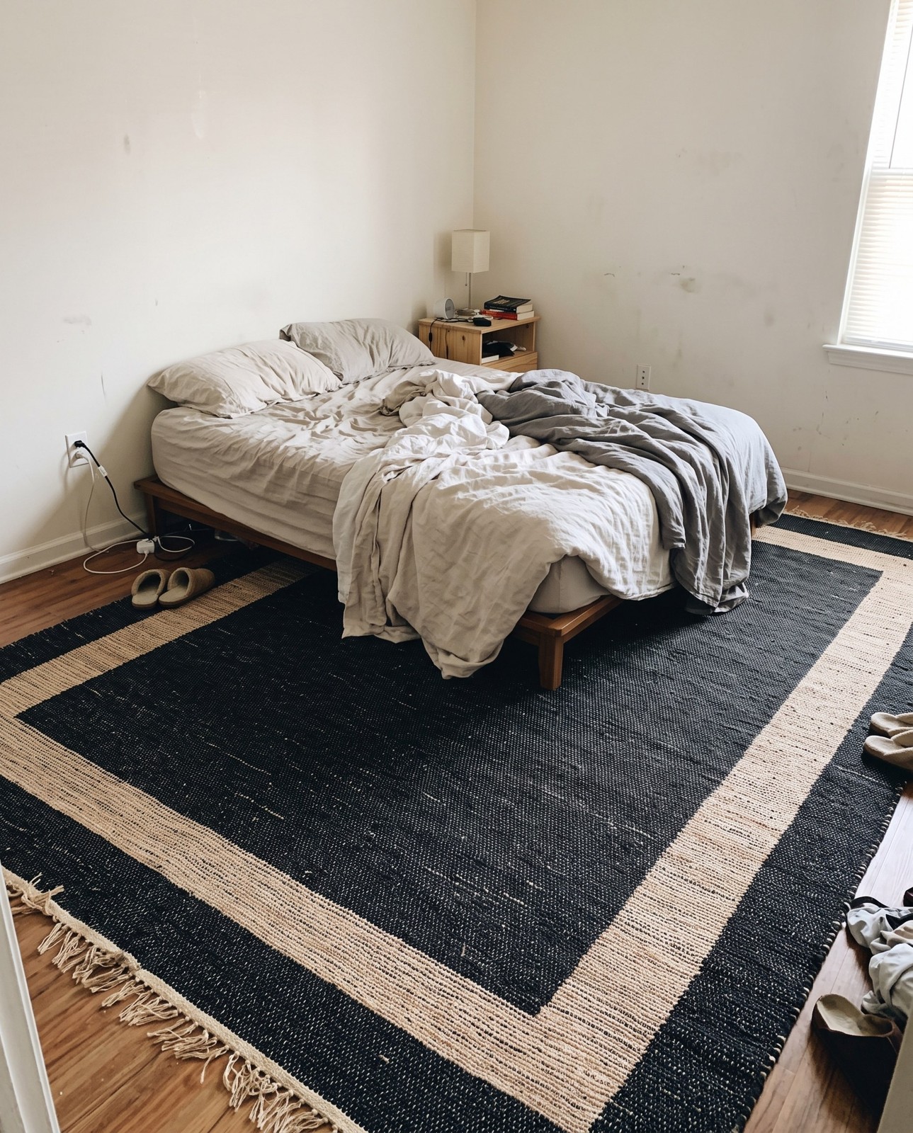 10' x 14' 1 Stafford · Border Chindi Rug, black and natural