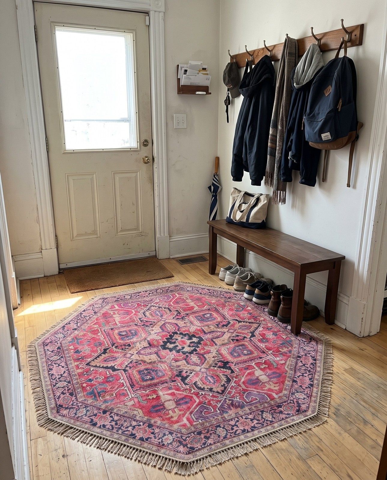 5' x 5' Bismarck · Medallion Washable Rug, red and multi