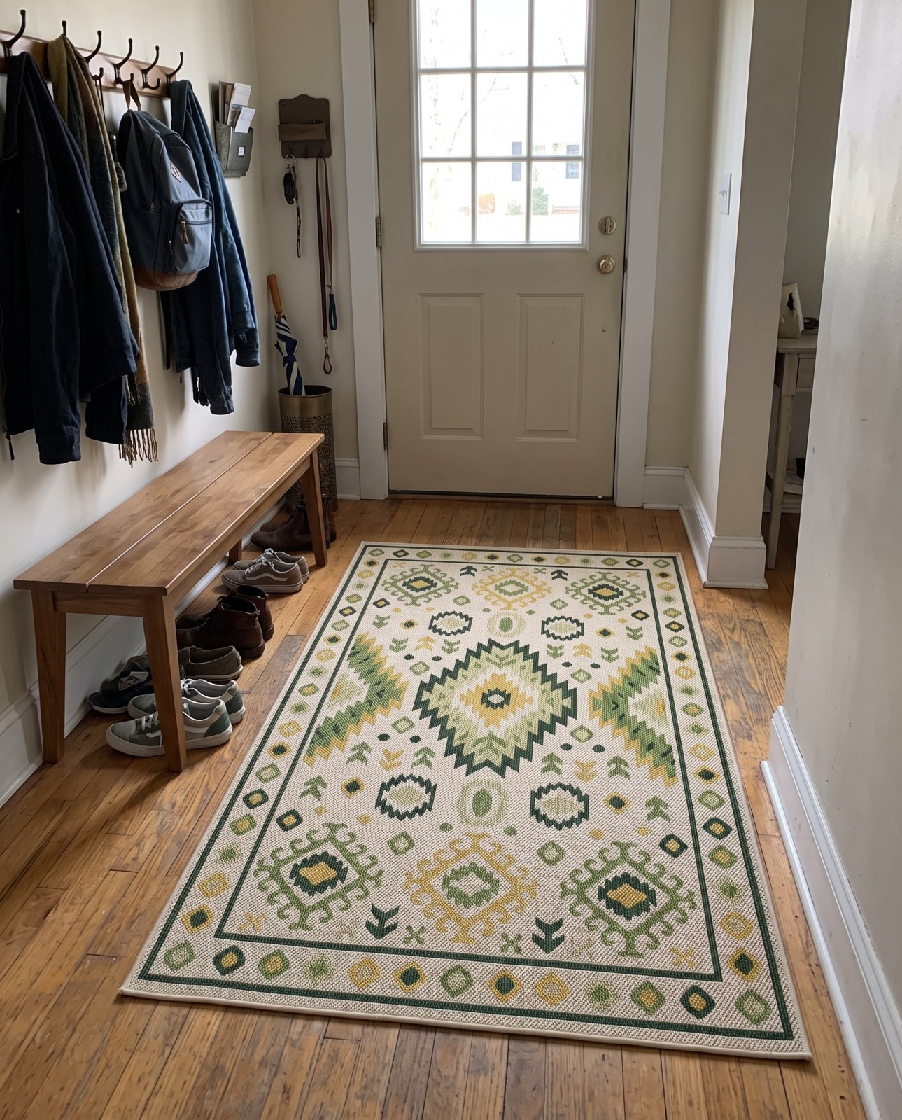 2' x 3' Whitfield · Border Outdoor Rug, beige and green