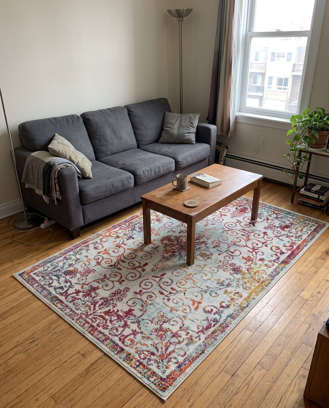 2' x 3' Brockton · Border rug, ivory