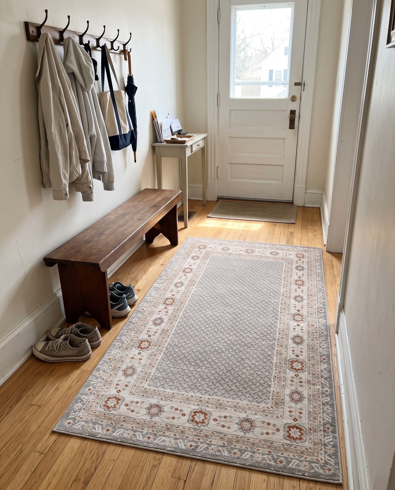 Detail image of 5' 3 x 8' Fleetwood · Border rug, steel gray