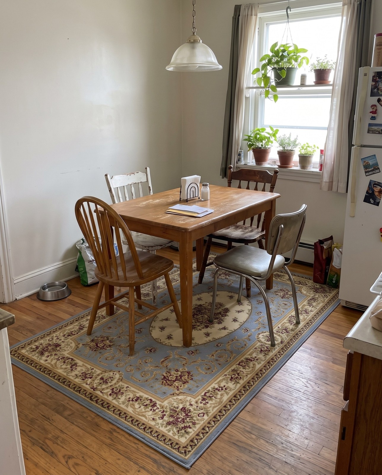 9' x 12' Bramhall · Floral medallion rug, blue and cream